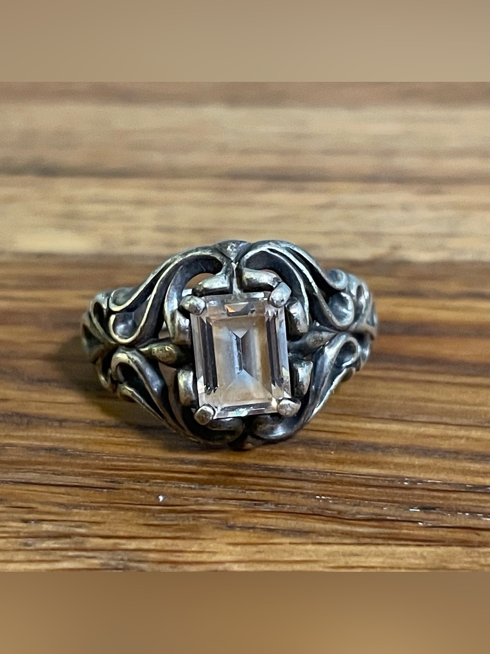 Vintage Signed Kabana 925 Sterling Silver CZ Ring (Size: 6.5)